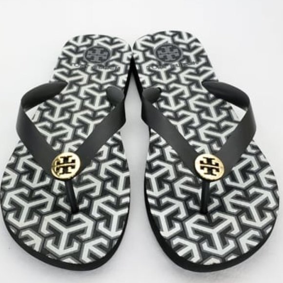 Tory Burch Shoes - TORY BURCH Flip Flop  Sandals Black & White Tory 8